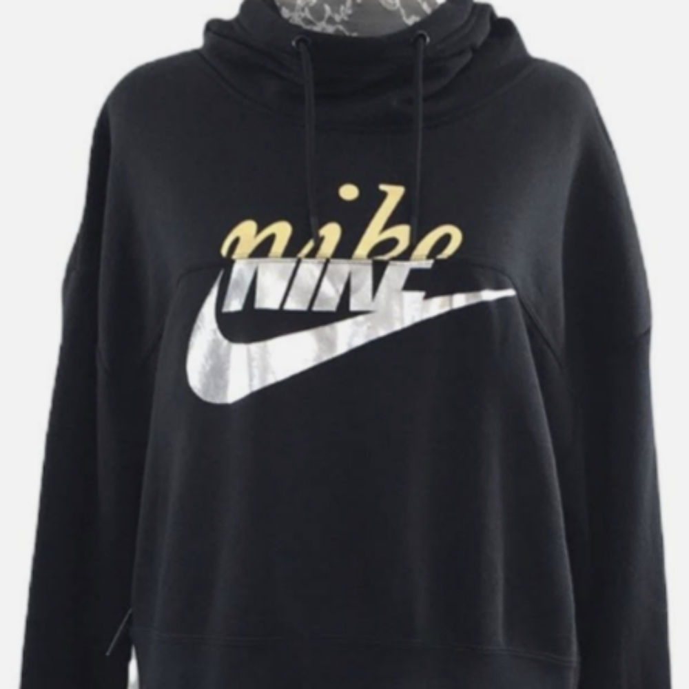 Nike black metallic rally clash men's 1x hoodie- loose fit